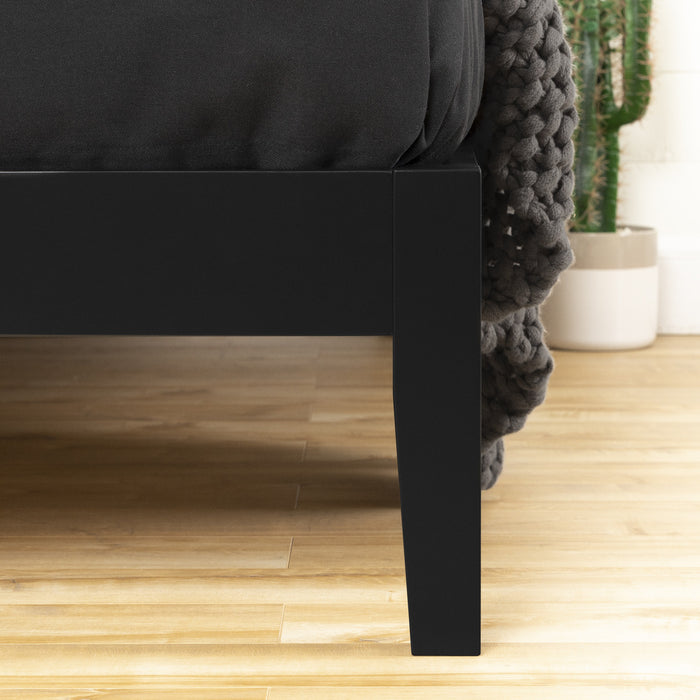 Vito Solid Wood Platform Bed - Pure Black 