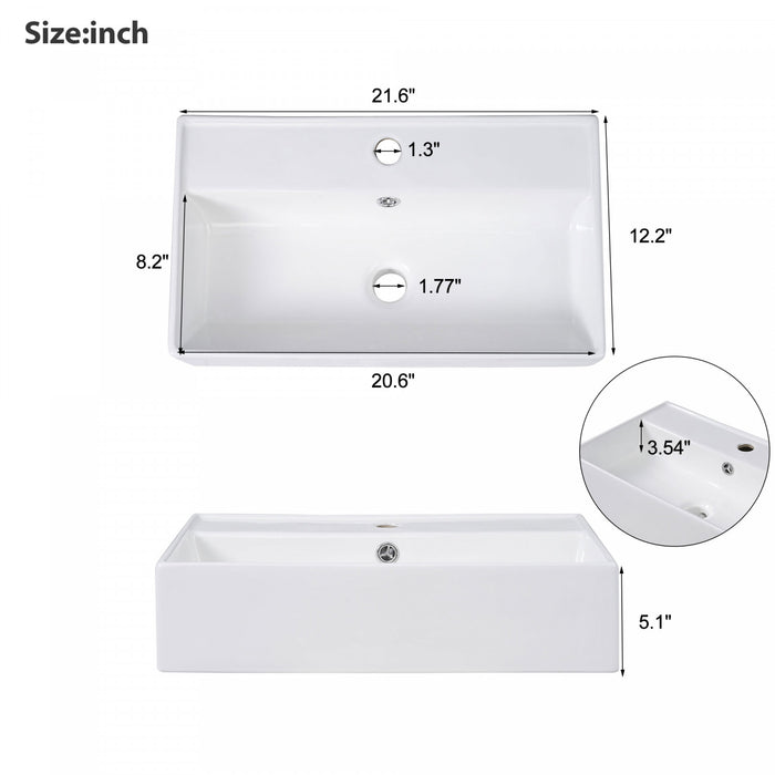 Aveline Modern Bathroom Vanity with Ceramic Sink Combo and Smart Storage, Natural