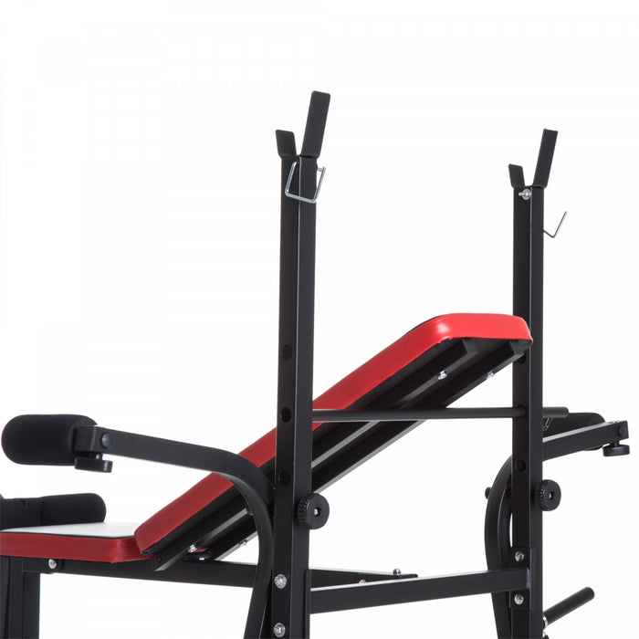 Soozier Adjustable Weight Bench With Leg Developer Barbell Rack For Weight Lifting And Strength Training Multifunctional Bench Press Workout Station For Home Gym