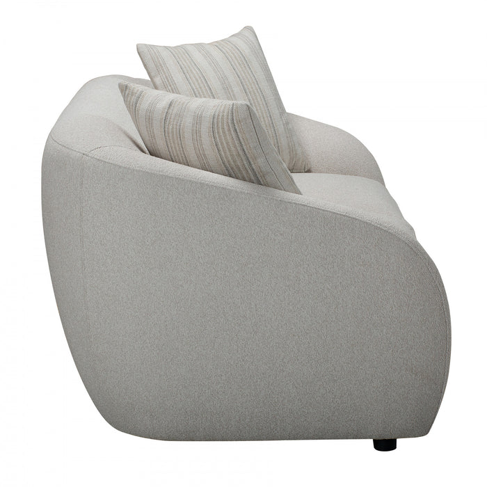 Isla 70 in. Boucle Loveseat with Rounded Barrel Arms and Accent Pillows - Cream
