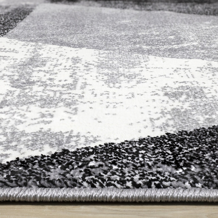 Covington Black White Grey Distressed Geometric Triangle Rug, 5'3\" x 7'7\" Indoor Area Rug