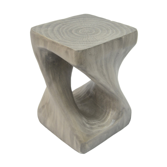Miro 16\" Modern Twisted Hourglass MGO Accent Table, Faux Wood Grain Indoor Side Table, Grey