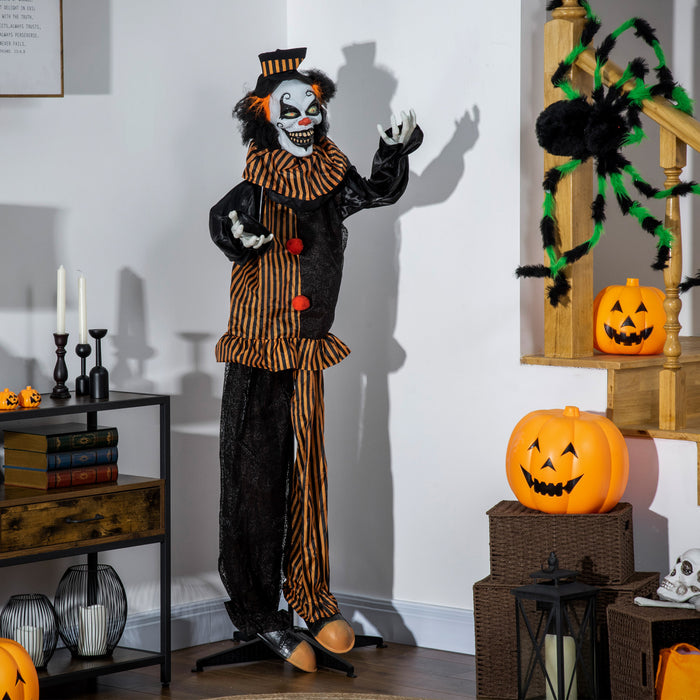 Outsunny Clown Animatronic Prop W/ Light Up Eyes, For Party
