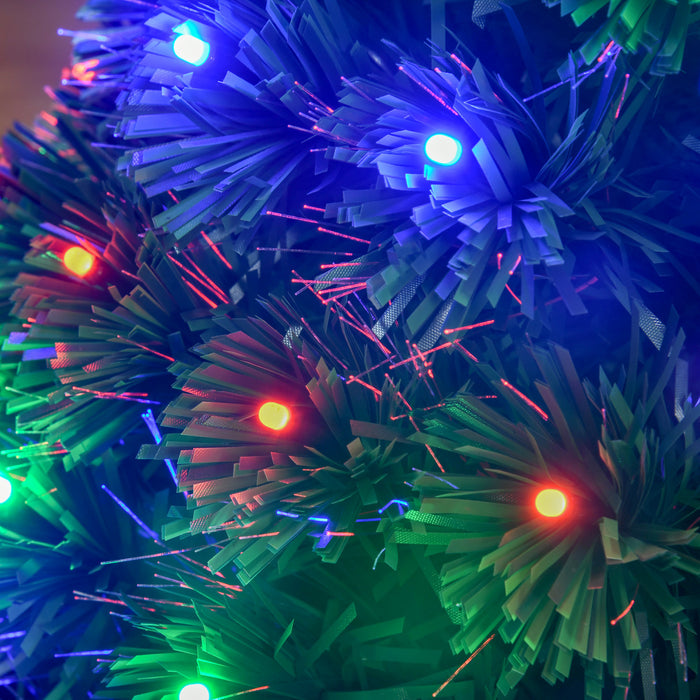 Homcom 3ft Pre-lit Fiber Optic Artificial Christmas Tree With 90 Led Lights And Branch Tips