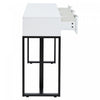 Horizon Modern Console Table with Geometric Drawers and Gold Frame, White/Black | Horizon Table Console Moderne avec Tiroirs Geometriques et Cadre Dore, Blanc/Noir