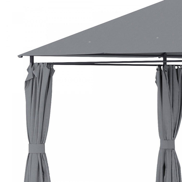 Outsunny 10' X 13' Outdoor Patio Gazebo Garden Pavilion Backyard Canopy Party Tent Shelter Summer Sun Shade W/ Steel Frame And Curtains, Grey