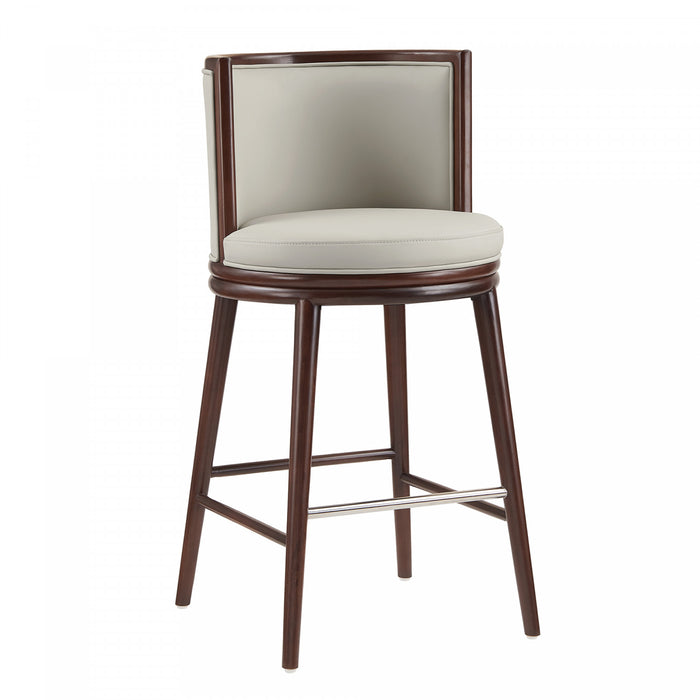 Evalyn Modern Wood Upholstered Barstool in Stone - Set of 3