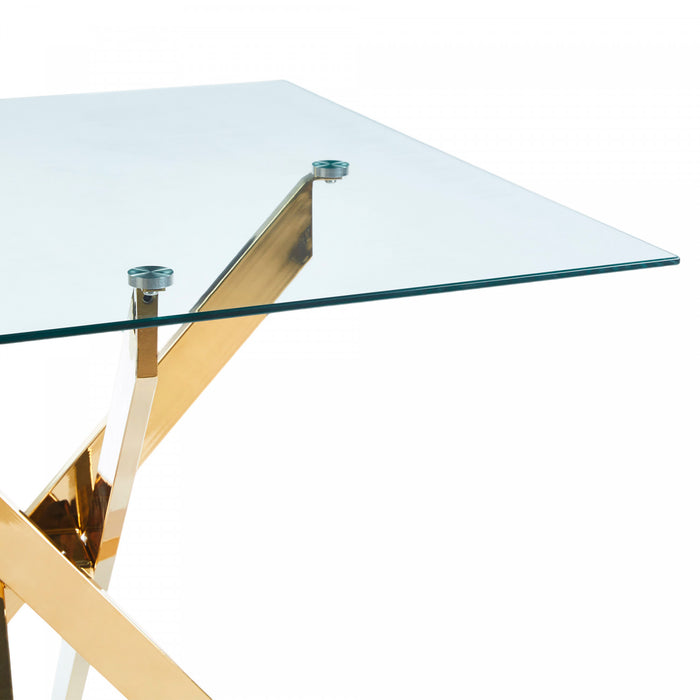 Olivia Square Glass Dining Table with Multi-Use Function,Golden