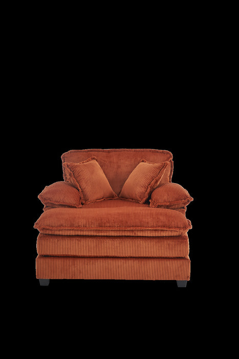 Liam 46.9\" Modern indoor corduroy sofa with 2 soft cushions ,Orange Sofa