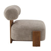 Luma Modern Boucle Lounge Chair with Rolled Backrest and Solid Wood Frame, Brown, Walnut | Luma Fauteuil de Salon Moderne en Bouclette a Dossier Enroule et Cadre en Bois Massif, Brun, Noyer