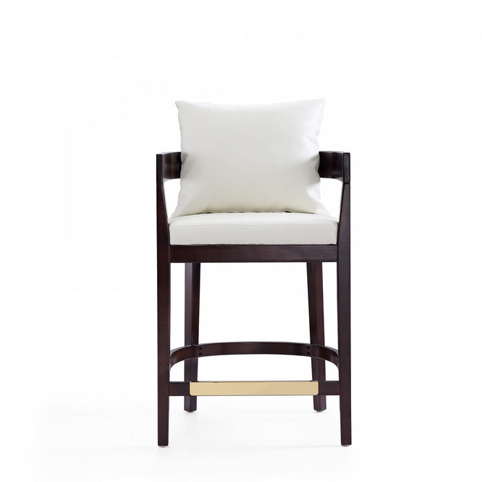 Ritz Mid-Century Modern Wood Upholstered Counter Stool in Ivory - Set of 2