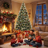 HOMCOM 9ft Flocked Prelit Christmas Tree Spruce, Dual Colour LEDs, Remote