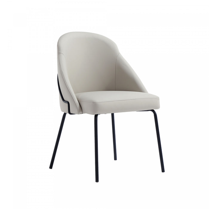 Gracie Modern Metal Vegan Leather Dining Chair in Stone Gray and Black
