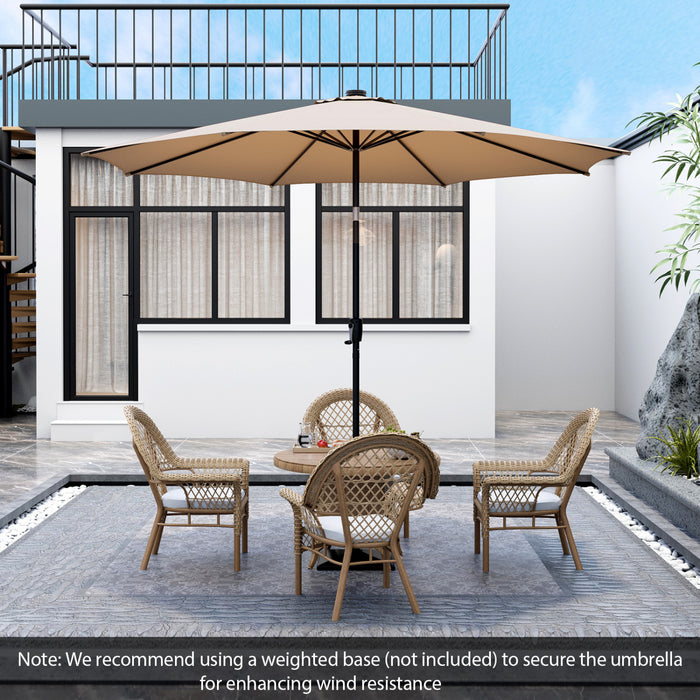 Costway 10 FT 112 LED Solar-Lighted Patio Table Market Umbrella Crank Tilt Outdoor Beige