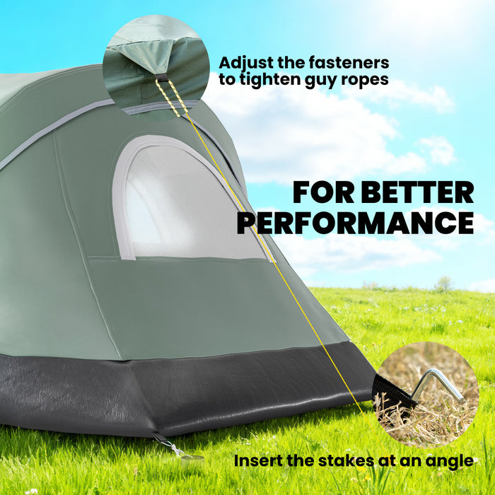 Outsunny 5 Person Outdoor Camping Tent, Family Tent w/ Light Hook, Green