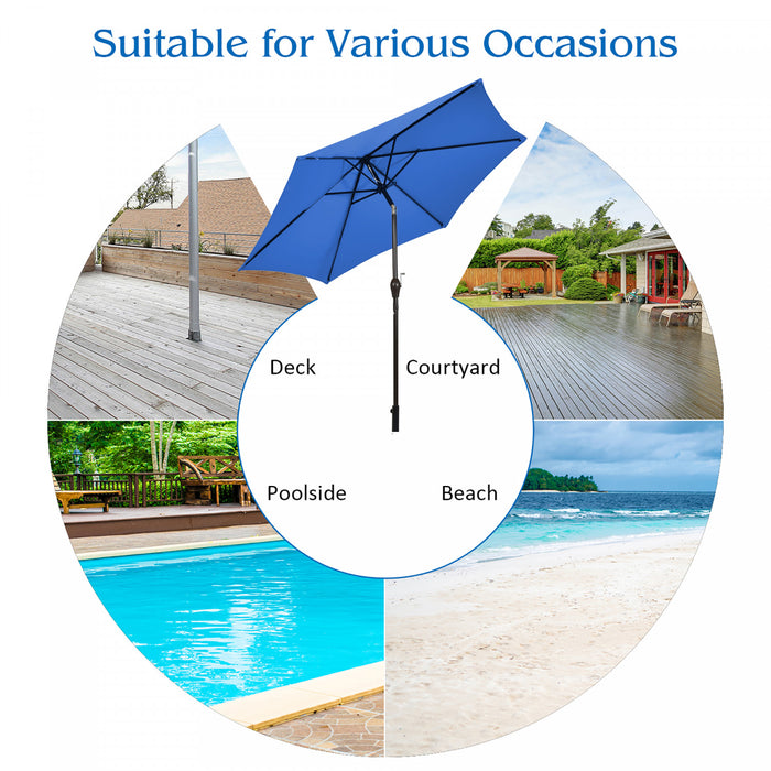Costway 9Ft Outdoor Market Patio Table Umbrella Push Button Tilt Crank Lift Blue