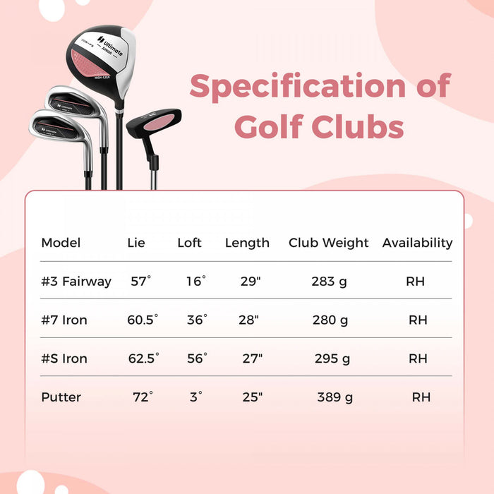 Ultimate Kids Golf Practice Set Junior Complete Golf Club Set For Kids Age 5-7 Years Old Pink
