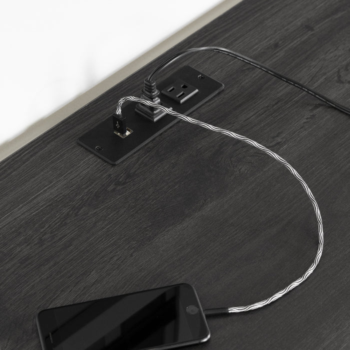 Zolten L-Shaped Desk with Power Bar - Grey Oak