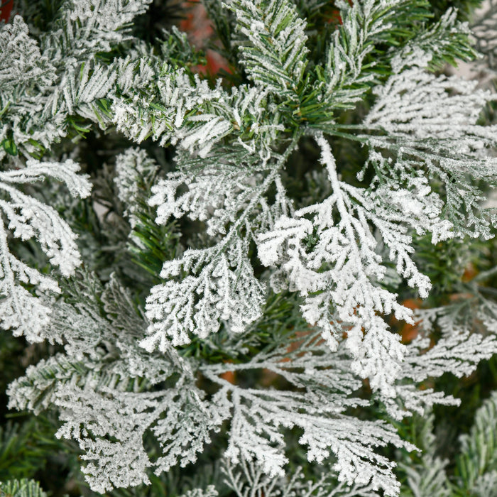 Homcom 7.5ft Snow Flocked Artificial Christmas Tree Cypress
