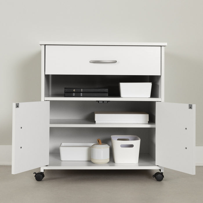 Axess Printer Cart On Wheels - Pure White 