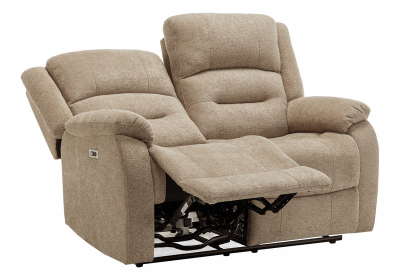 Small 2-Seater Power Reclining Love Seat, 50\" Wide, Usb Port Included, Beige Fabric Recliner