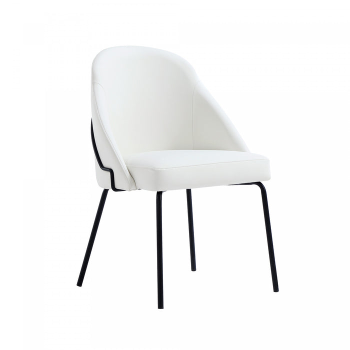 Gracie Modern Vegan Leather Metal Dining Chair in White and Black - Set of 2