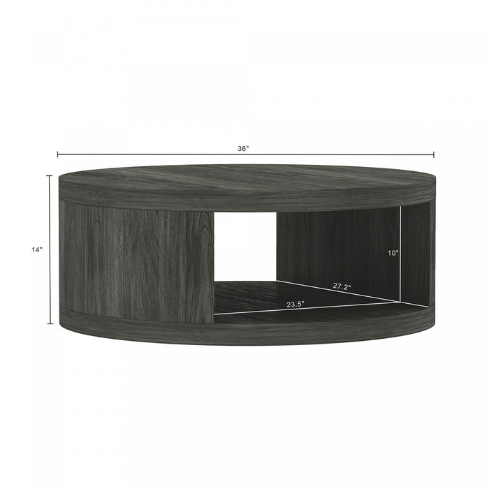 Alure Contemporary 36\" Round Coffee Table in Charcoal