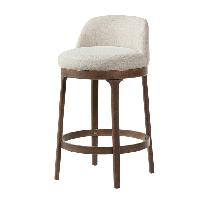 Amelia Ergonomic Rubberwood Counter Height Bar Stool Set of 2 with Upholstered Fabric,Walnut