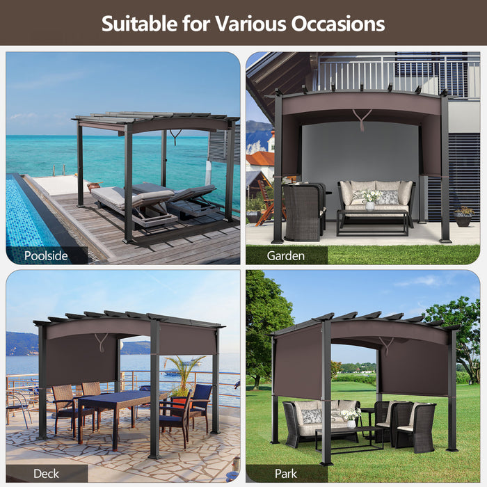 Costway 10 X 10ft Patio Pergola Gazebo Sun Shade Shelter W/retractable Canopy