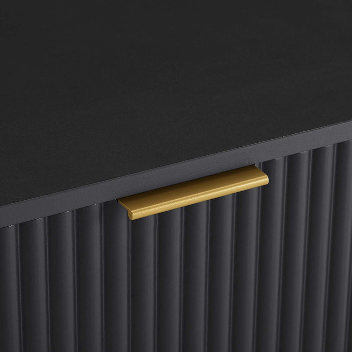 Dumbo Modern 20\" Fluted Nightstand in Black (1-Drawer)