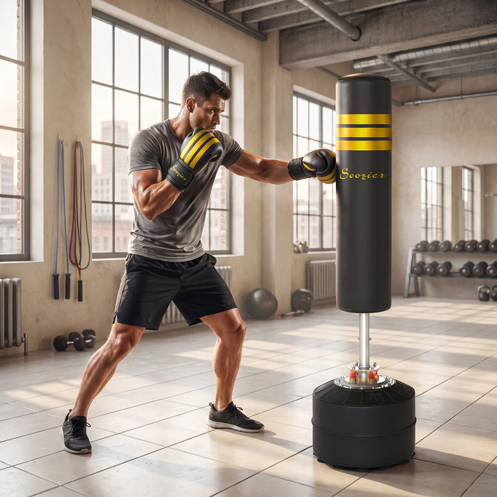 Soozier 70\" Freestanding Punching Bag with 12 Suction Cups, Boxing Gloves
