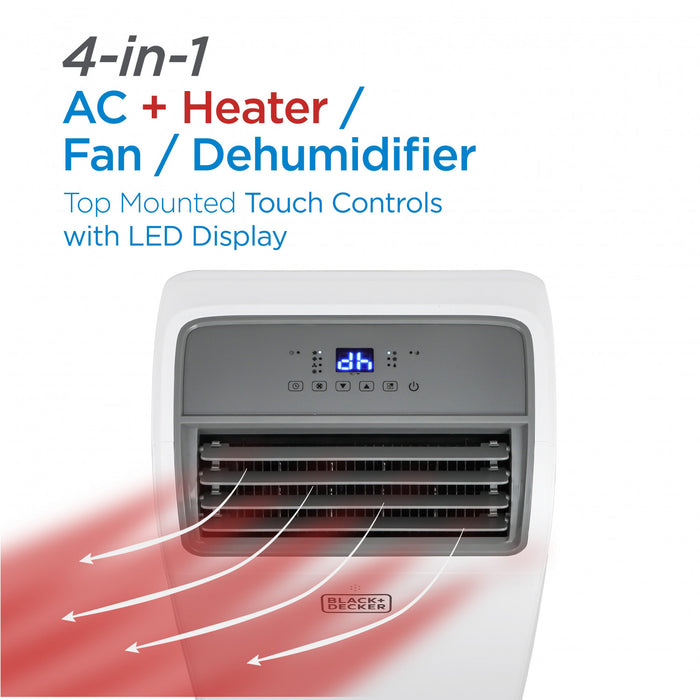 Black+Decker 8,150 BTU Portable Air Conditioner With Heating - BPT08HWTB