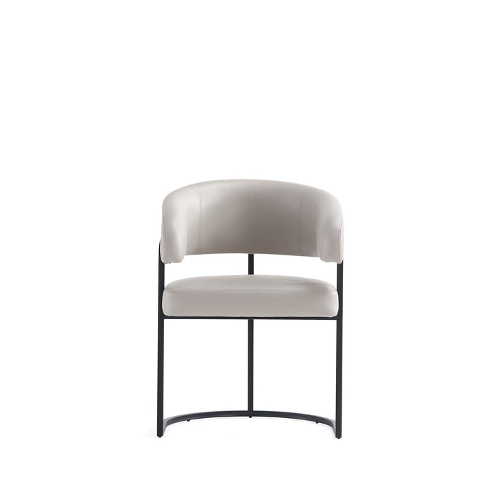 Augusta Modern Metal Vegan Leather Dining Chair in Light Gray - Set of 2