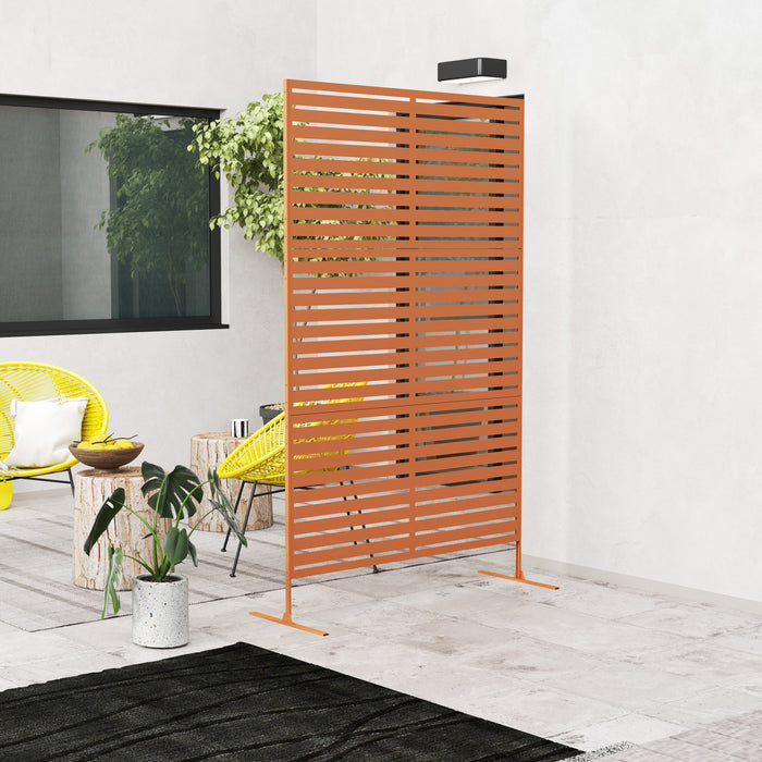 Outsunny Metal Outdoor Privacy Screen Decorative Outdoor Divider with Stand