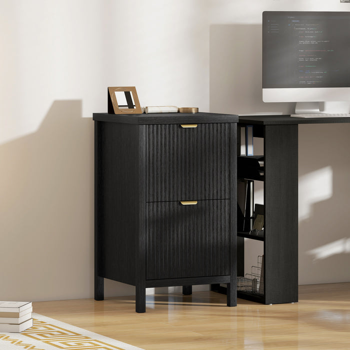 HOMCOM 2 Drawer File Cabinet, Filing Cabinet Fits Letter/A4 Size, Black