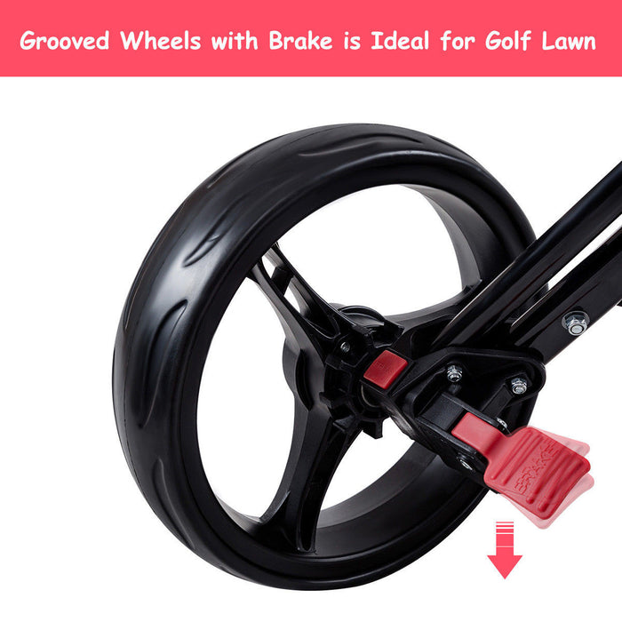 Costway 4 Wheel Golf Pull Push Cart Trolley Club Umbrella Scorecard Drink Holder