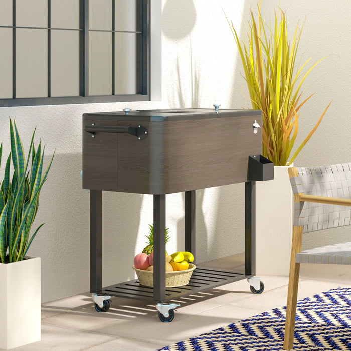 Outsunny 67-Qt Patio Cooler Cart with Bottle Opener, Rolling Ice Chest