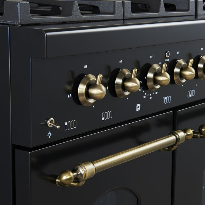Forno Antico 48\" Gas Range, Black, Double Ovens, -FFSGS6219-48BLK