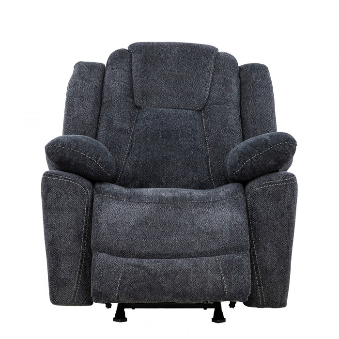 Renner 38 in. Upholstered Manual Rocker Recliner with Lever - Dark Grey