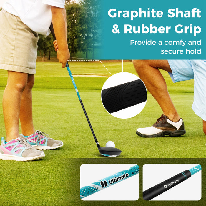 Ultimate Kids Golf Practice Set Junior Complete Golf Club Set For Kids Age 8-10 Years Old Blue
