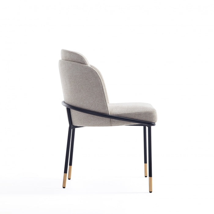 Flor Modern Metal Twill Weave Dining Chair in Wheat - Set of 2