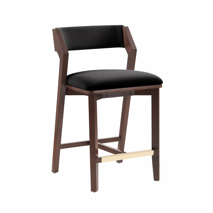 Patricia Modern Wood Upholstered Counter Stool in Black Armoire