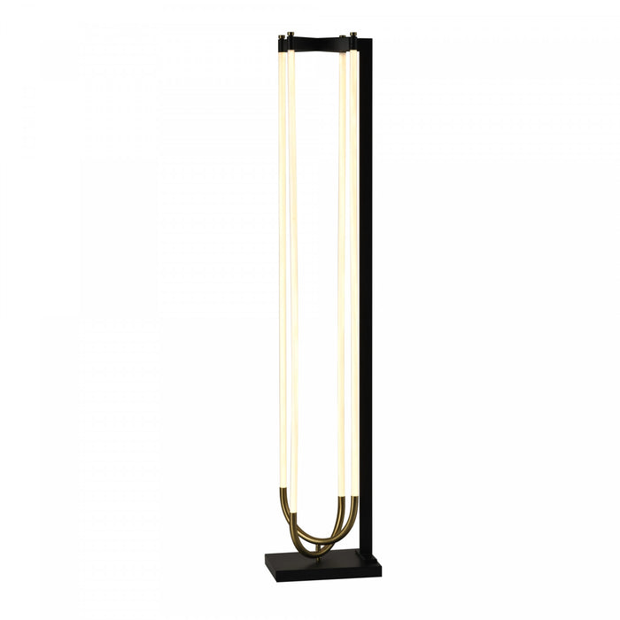 Cascata Integrated Led Floor Lamp, Black And Brushed Brass