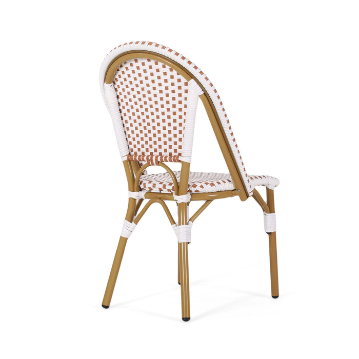Julien Faux Ratten and Aluminum French Bistro Chairs, Set of 2 - White and Red