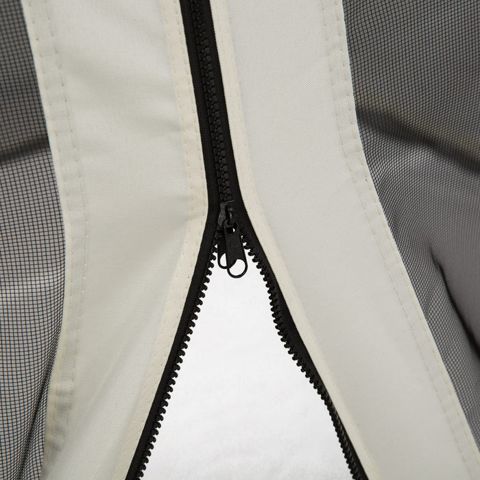 Outsunny Replacement Mosquito Netting For Gazebo 13' X 13' Black Screen Walls For Canopy With Zippers For Parties And Outdoor Activities - Cream White