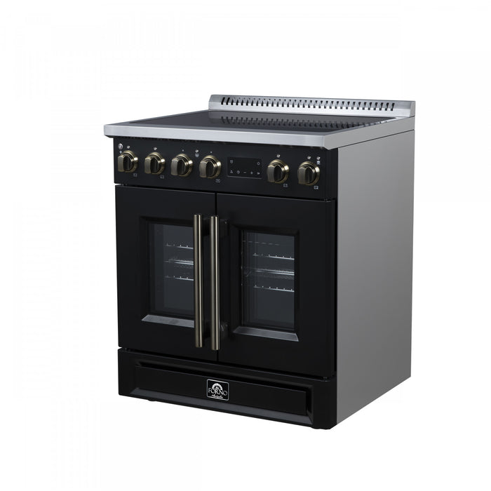 Forno Torino French Door 30 Inch Black Induction Range, 4.32 cu.ft. - FFSIN0950-30BLK Electric Range