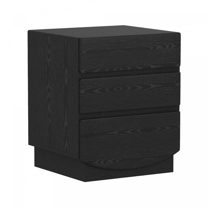 Ardea Contemporary 20\" Nightstand in Black (3-Drawer)