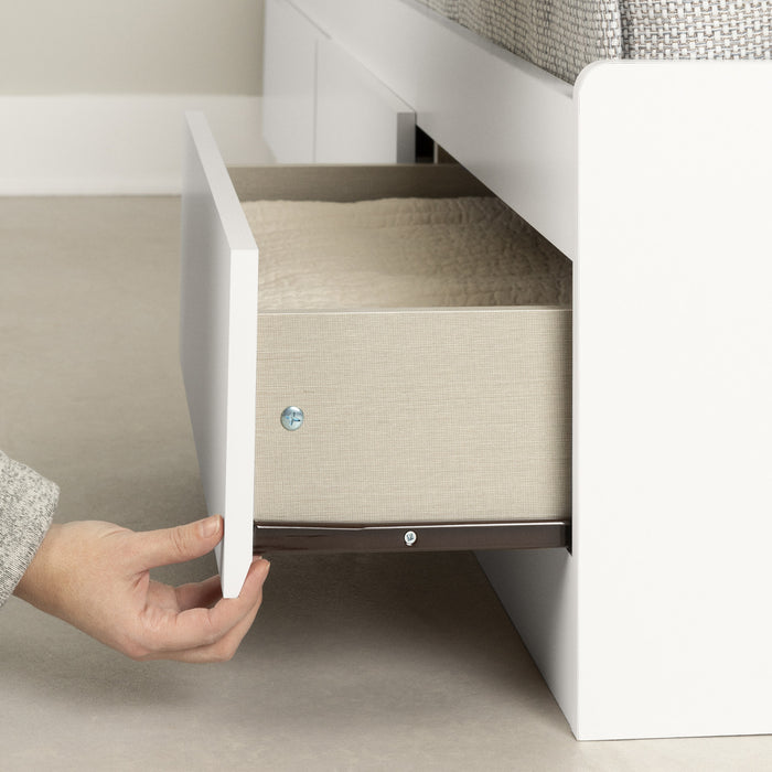 Reevo Full Mates Bed With Bookcase Headboard Set - Pure White 