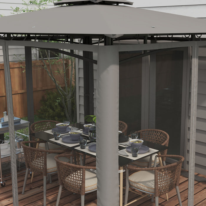 Outsunny 10' x 12' patio gazebo With netting For lawn, yard, deck, Grey