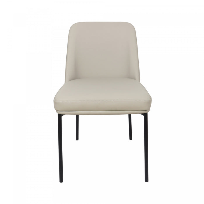Loft Contemporary Vegan Leather Metal Side Chair in Stone Gray - Set of 2